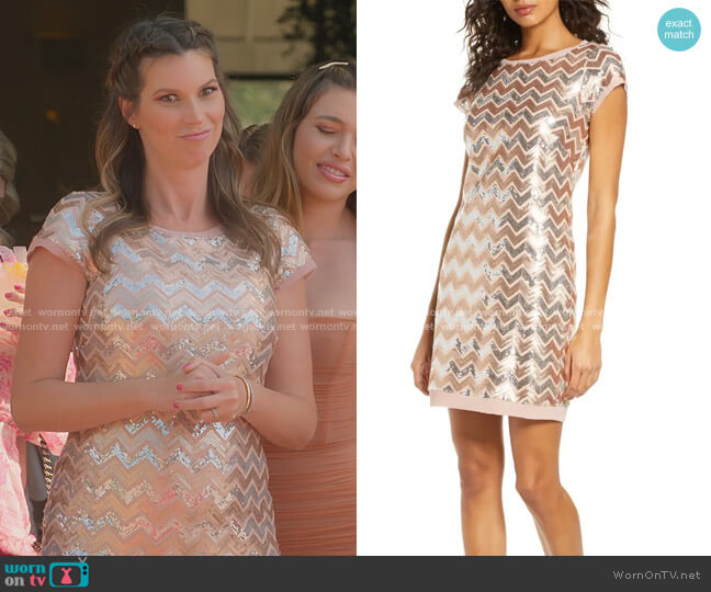 Vince Camuto Chevron Sequin Cocktail Dress worn by Maya Vander on Selling Sunset