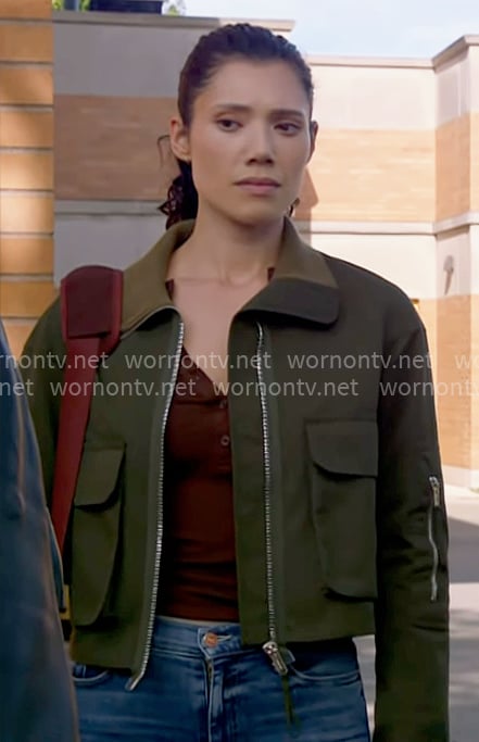 Violet’s green cargo jacket on Chicago Fire