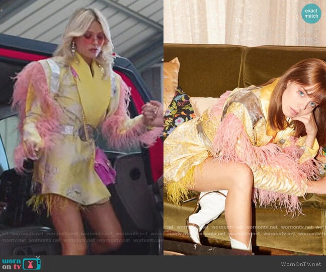 Vivian Alarcon Feather Trim Dress worn by Isadora Artinan (Valentina Zenere) on Elite