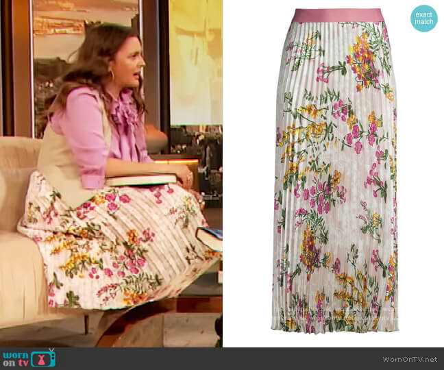 Weekend Max Mara Garbo Floral Midi Skirt worn by Drew Barrymore on The Drew Barrymore Show