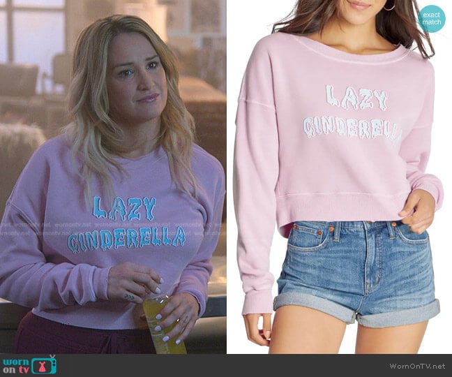 Wildfox Lazy Cinderella Graphic Pullover worn by Davia (Emma Hunton) on Good Trouble