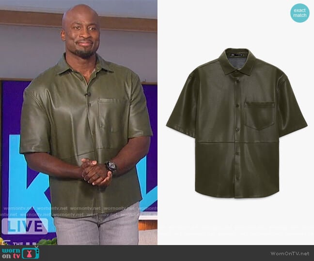 Zara Faux Leather Shirt worn by Akbar Gbajabiamila on The Talk