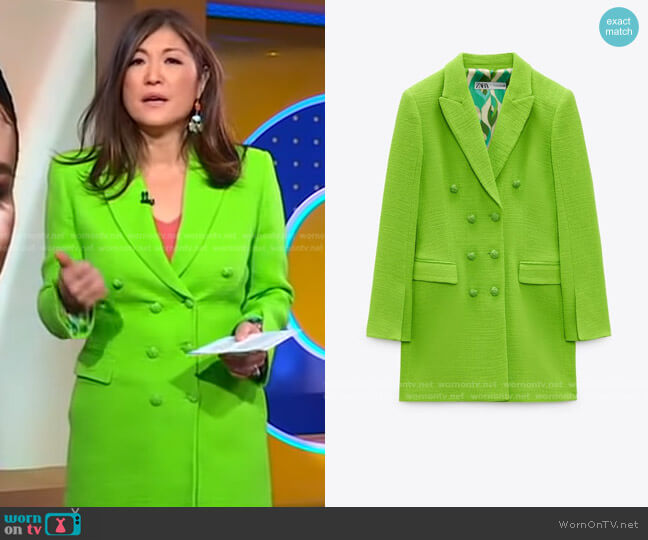 Zara Textured Blazer Dress worn by Juju Chang on Good Morning America