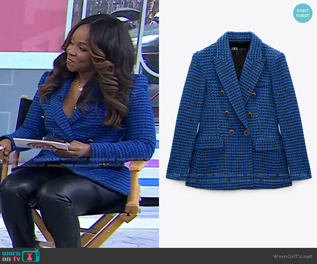 Zara Textured Double Breasted Blazer