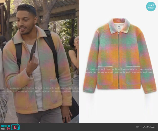 Zara Multicolored Rainbow Jacket worn by Jordan Baker (Michael Evans Behling) on All American