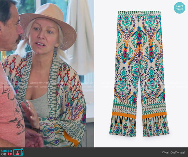 Zara Printed Flared Trousers worn by Margaret Josephs on The Real Housewives of New Jersey