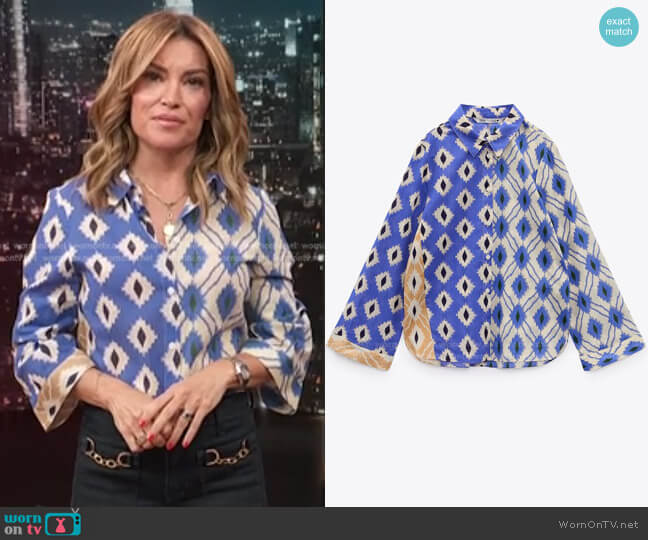 Zara Printed Shirt worn by Kit Hoover on Access Hollywood