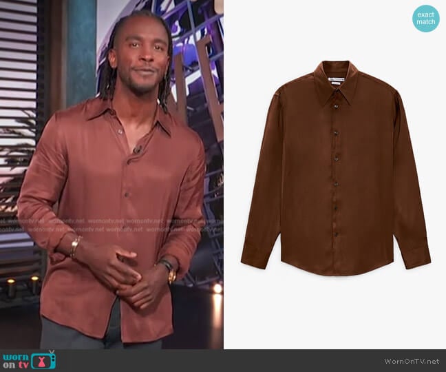 Zara Satin Effect Shirt worn by Scott Evans on Access Hollywood