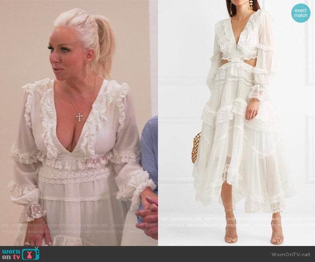 Zimmermann Suraya Cutout Lace-trimmed Dress worn by Margaret Josephs on The Real Housewives of New Jersey