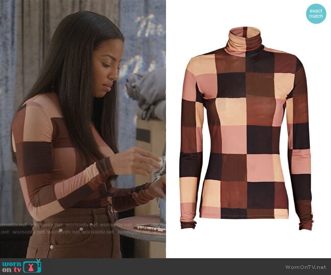 A.L.C. James Patchwork Turtleneck Top worn by Thea (Camille Hyde) on All American Homecoming
