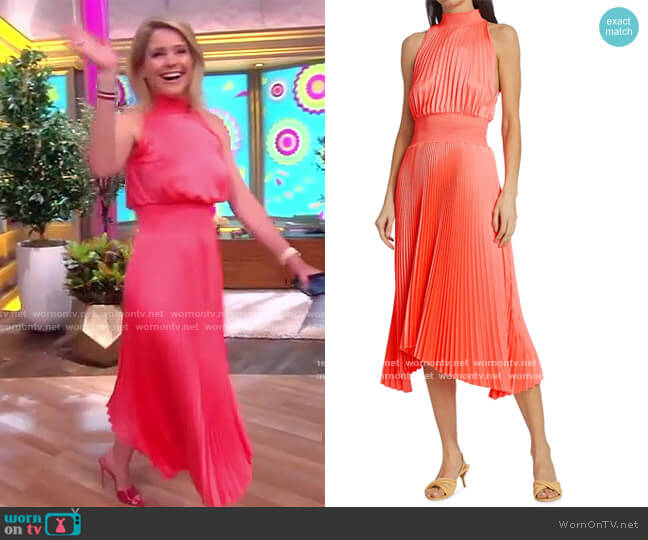 A.L.C. Renzo Pleated Blouson Dress worn by Sara Haines on The View