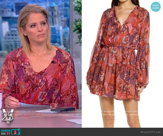 A.L.C. Elise Long Sleeve Silk Minidress worn by Sara Haines on The View