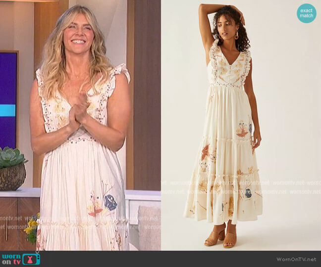 Allison New York V-Neck Embroidered Maxi Dress worn by Amanda Kloots on The Talk