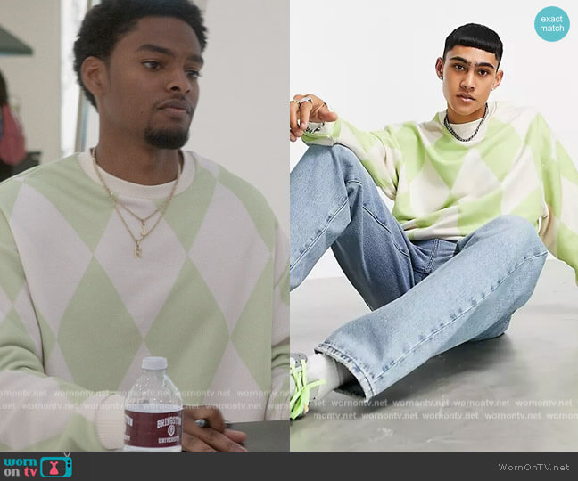 ASOS Oversized Green Sweatshirt worn by JR (Sylvester Powell) on All American Homecoming