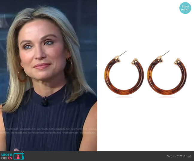 Accessory Concierge Tortoise Harper Hoops worn by Amy Robach on Good Morning America