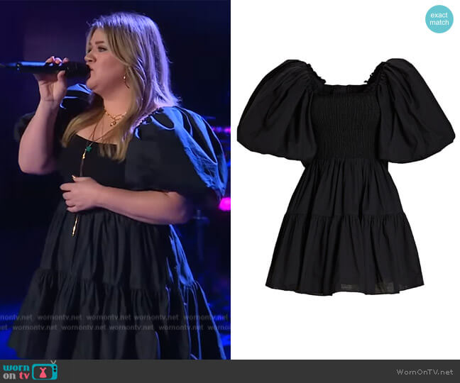 Aje Cherished Cotton Poplin Mini Dress worn by Kelly Clarkson on The Kelly Clarkson Show