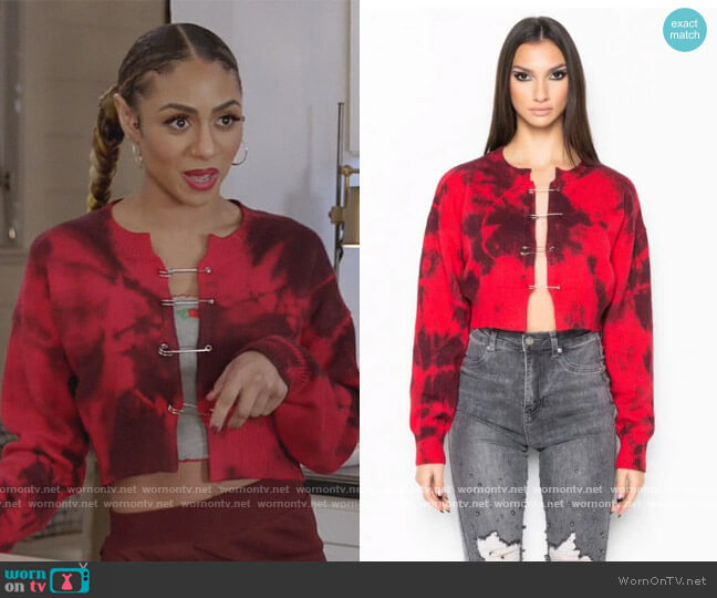 Akira Tie Dye Detail Cardi worn by Patience (Chelsea Tavares) on All American