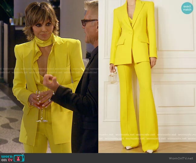 Alex Perry Rene Crepe Flared Pants worn by Lisa Rinna on The Real Housewives of Beverly Hills