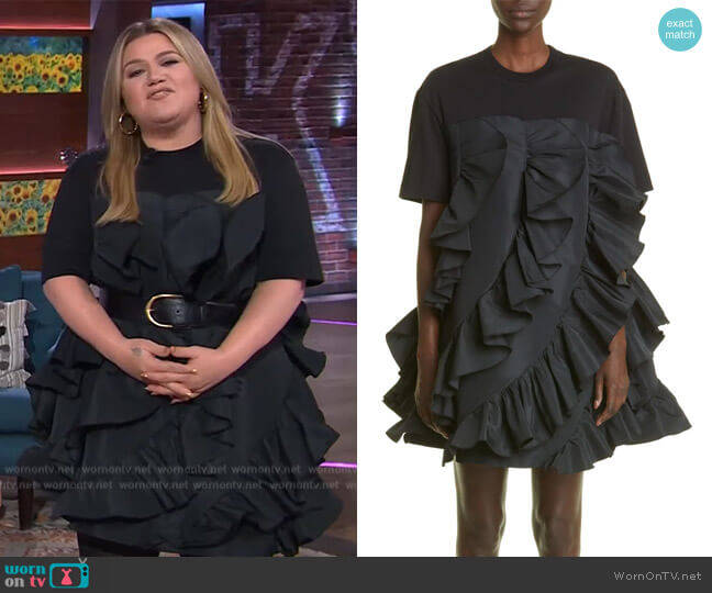 Alexander McQueen Mixed Media Ruffle Cotton Dress worn by Kelly Clarkson on The Kelly Clarkson Show