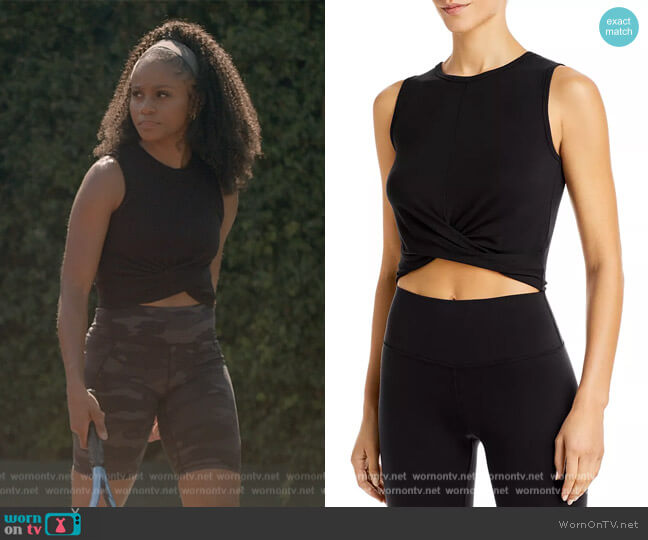 Alo Yoga Cover Twist-Front Cropped Tank worn by Simone (Geffri Hightower) on All American Homecoming