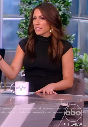 Alyssa Farah’s black cap sleeve dress on The View