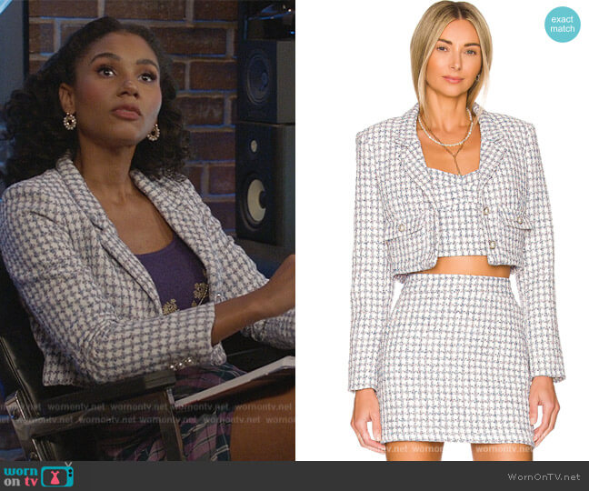 Amanda Uprichard Spenser Blazer worn by Layla Keating (Greta Onieogou) on All American