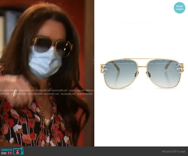 Anna-Karin Karlsson Claw Voyage Titanium Aviator Sunglasses worn by Kyle Richards on The Real Housewives of Beverly Hills