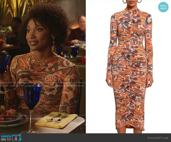 A.L.C. Ansel Ruched Long Sleeve Midi Dress