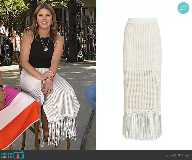 Jonathan Simkhai Arden Fringe-Detailed Jersey Midi Skirt worn by Jenna Bush Hager on Today