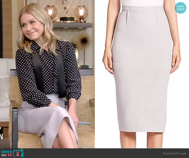 Roland Mouret Arreton Wool Pencil Skirt worn by Kelly Ripa on Live with Kelly and Mark