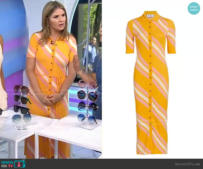 Derek Lam 10 Crosby Aurelia Cut-Out Knit Shirtdress worn by Jenna Bush Hager on Today