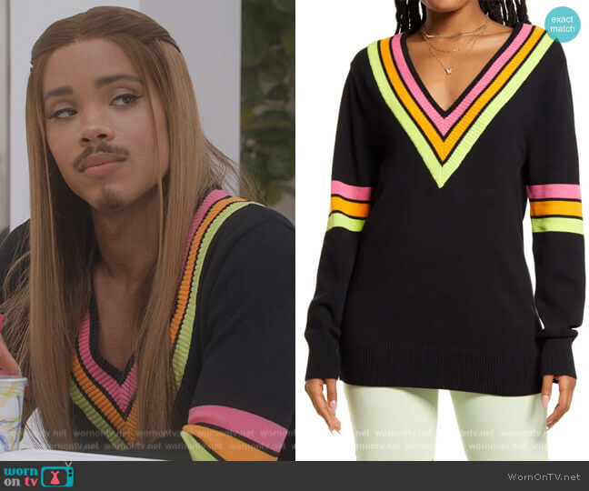 BP Be Proud Stripe Detail Cotton Sweater worn by Nathanial Hardin (Rhoyle Ivy King) on All American Homecoming