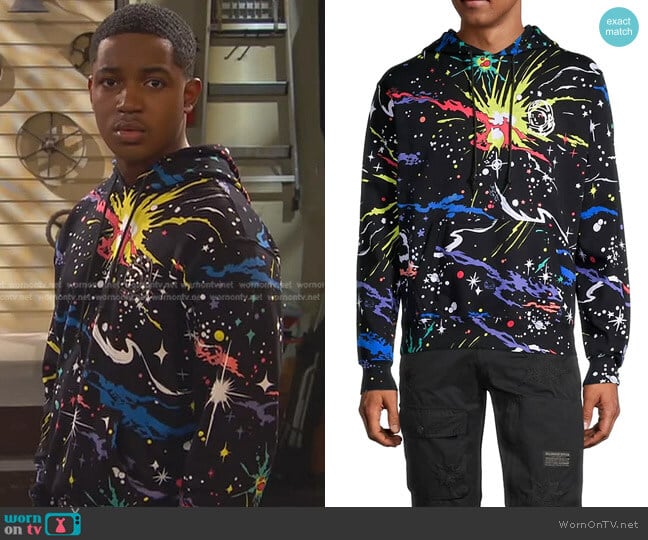 Billionaire Boys Club Uncertain Futures Printed Hoodie Sweatshirt worn by Booker Baxter (Issac Ryan Brown) on Ravens Home