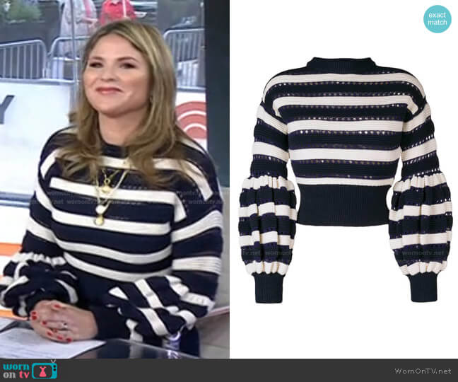 Self Portrait Puff Sleeve Sweater worn by Jenna Bush Hager on Today