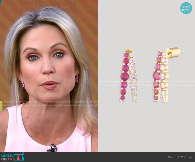 Bonheur Seraphine Crystal Half Hoop Earrings worn by Amy Robach on Good Morning America