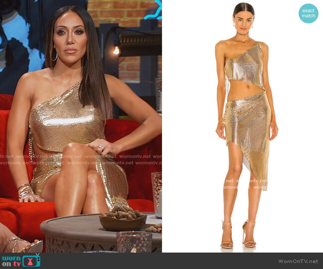 Bronx and Banco Xenia One Shoulder Dress worn by Melissa Gorga on The Real Housewives of New Jersey