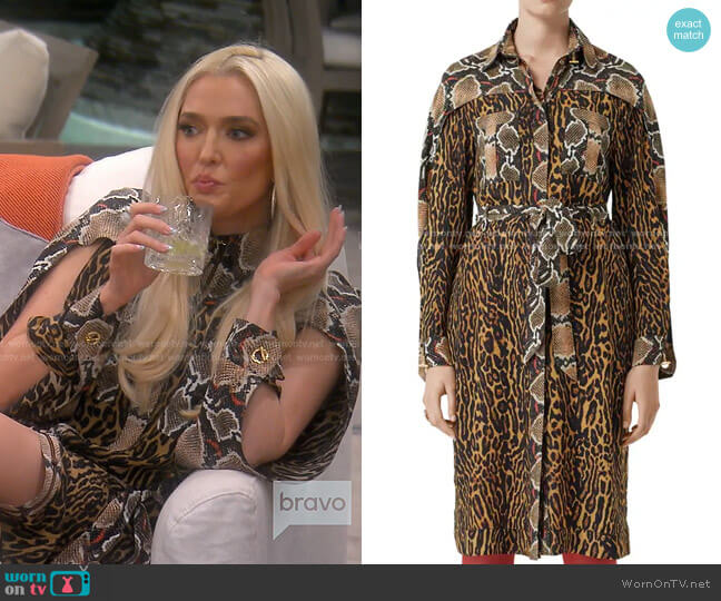 Burberry Costanza Leopard & Python Print Shirtdress worn by Erika Jayne on The Real Housewives of Beverly Hills