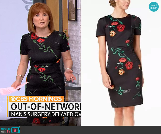Calvin Klein Floral-Print Scuba Sheath Dress worn by Anna Werner on CBS Mornings