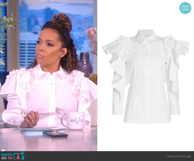 Carolina Herrera Ruffle & Floral-Embellished Blouse worn by Sunny Hostin on The View