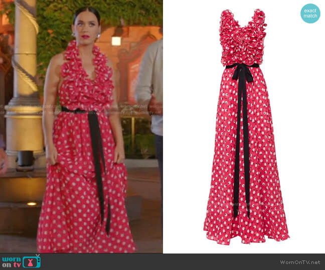 Carolina Herrera Polka-Dot Ruffled Dress worn by Katy Perry on American Idol