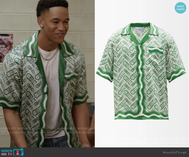 Casablanca Ping Pong monogram-print shirt worn by Damon (Peyton Alex Smith) on All American Homecoming