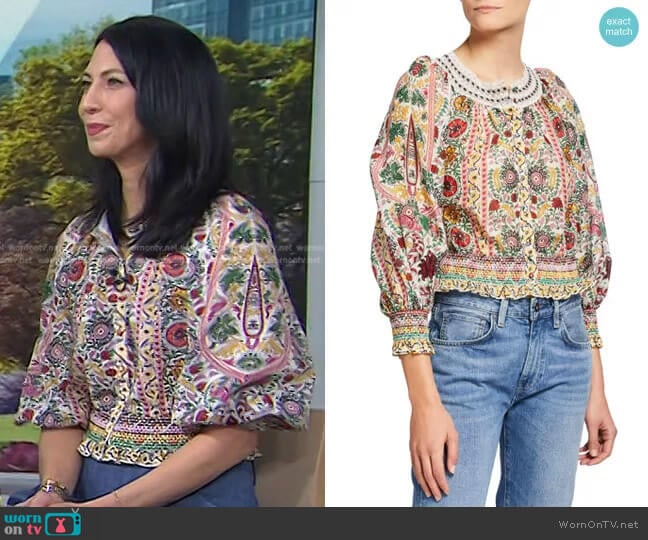 Alice + Olivia Cherelle Blouse worn by Dr. Natalie Azar on Today
