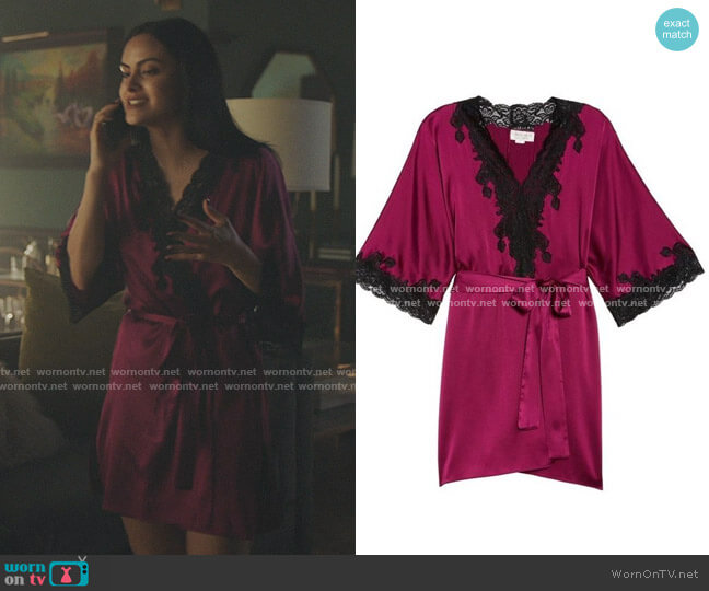Christine Lingerie Stretch Silk Robe worn by Veronica Lodge (Camila Mendes) on Riverdale