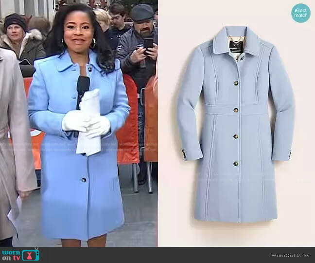 J. Crew Classic Lady Day Coat in Italian Double-Cloth Wool with Thinsulate worn by Sheinelle Jones on Today