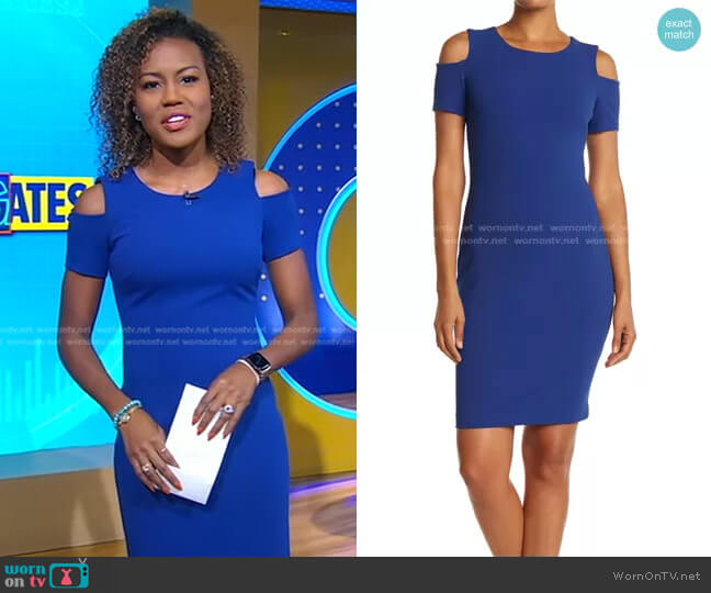 Tommy Hilfiger Cold Shoulder Woven Dress worn by Janai Norman on Good Morning America