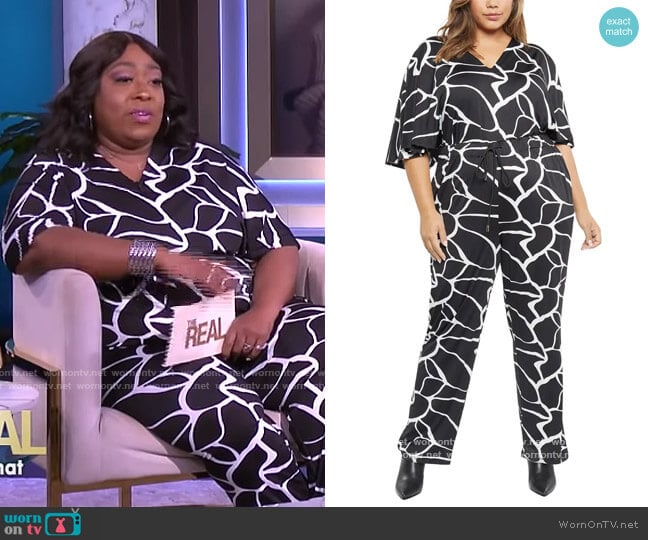 Coldesina Clara Animal Print Jumpsuit worn by Loni Love on The Real