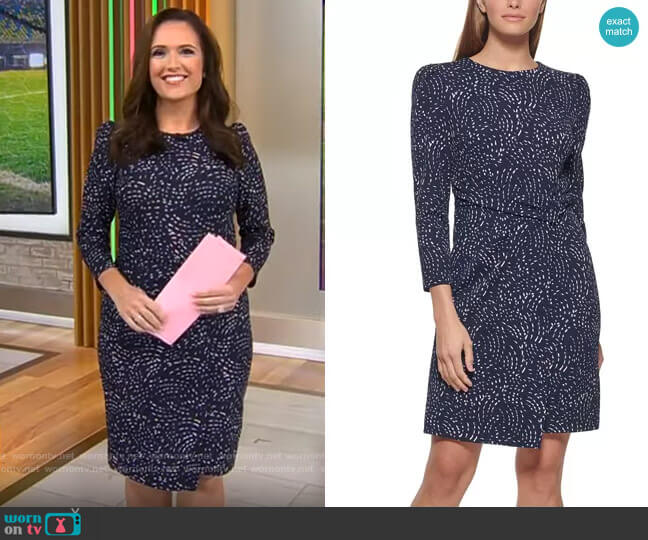 DKNY Printed Twisted Sheath Dress worn by Nikki Battiste on CBS Mornings
