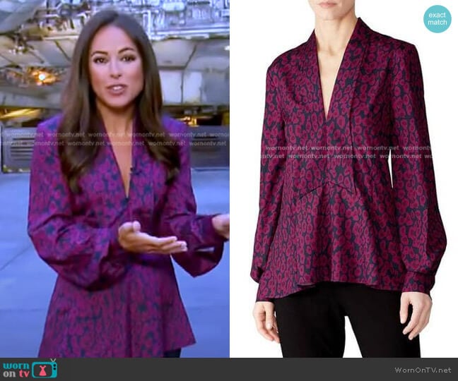 Derek Lam Collective Plum Animal Print Blouse