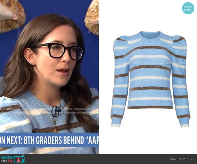 Derek Lam 10 Crosby Puff Sleeve Striped Sweater worn by Savannah Sellers on Today