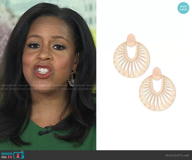 Kendra Scott Didi Sunburst Earrings in Rose Gold worn by Sheinelle Jones on Today